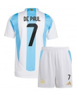 Argentina Rodrigo De Paul #7 Hjemmedraktsett Barn Copa America 2024 Korte ermer (+ bukser)